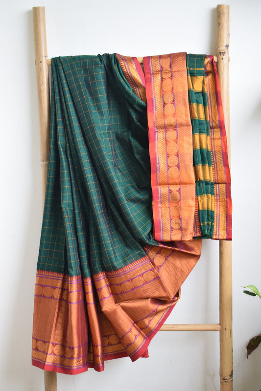 Green Mercerised Cotton Saree