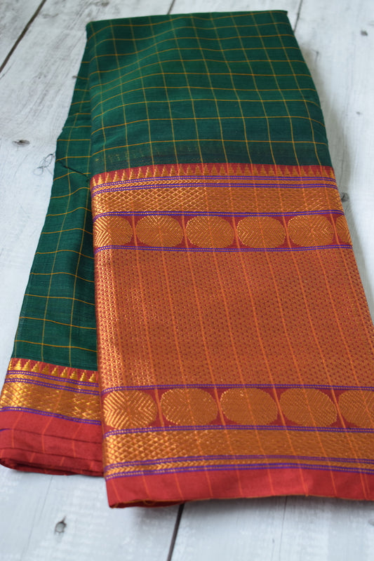 Green Mercerised Cotton Saree