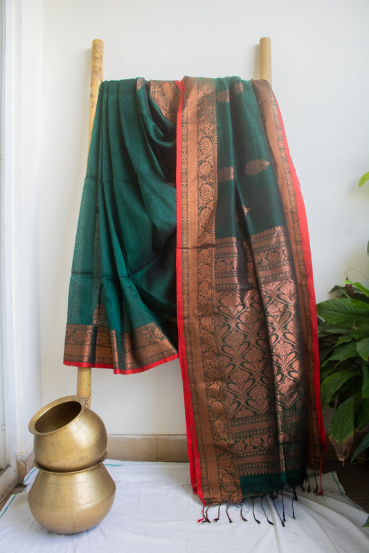 Vaasanti - Buy Linen Jamdani Saree Get Designer Jewellery Free