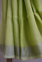 Load image into Gallery viewer, Lime Green Linen Saree
