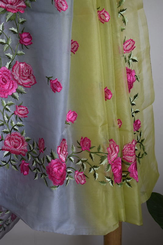 Liril Green Semi Organza Embroidery Benarasi Saree