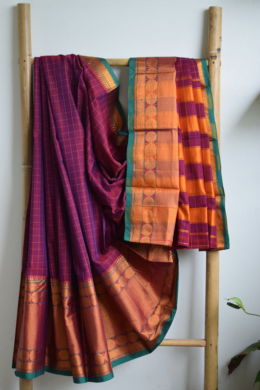 Magenta Mercerised Cotton Saree