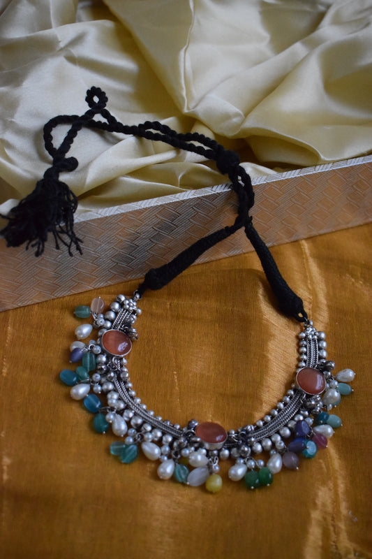 Oxidised Necklace with Jhumka Set