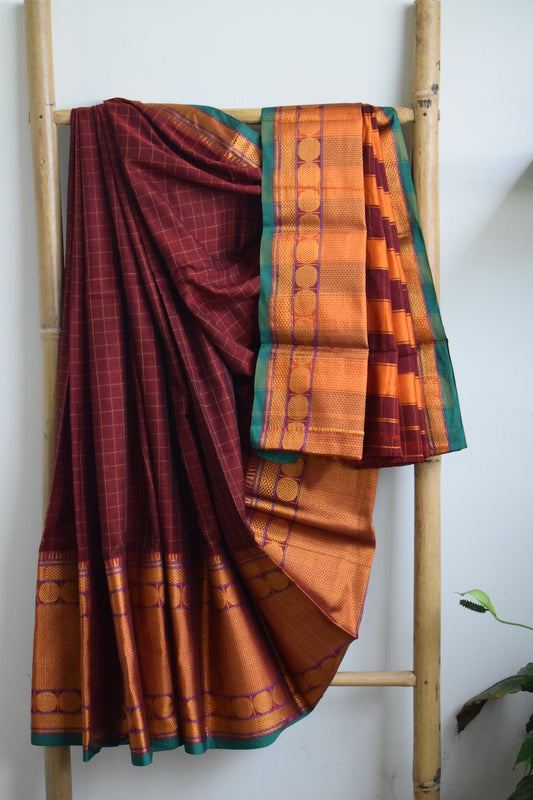 Maroon Mercerised Cotton Saree