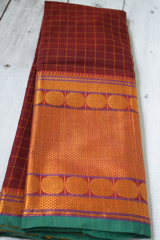 Maroon Mercerised Cotton Saree