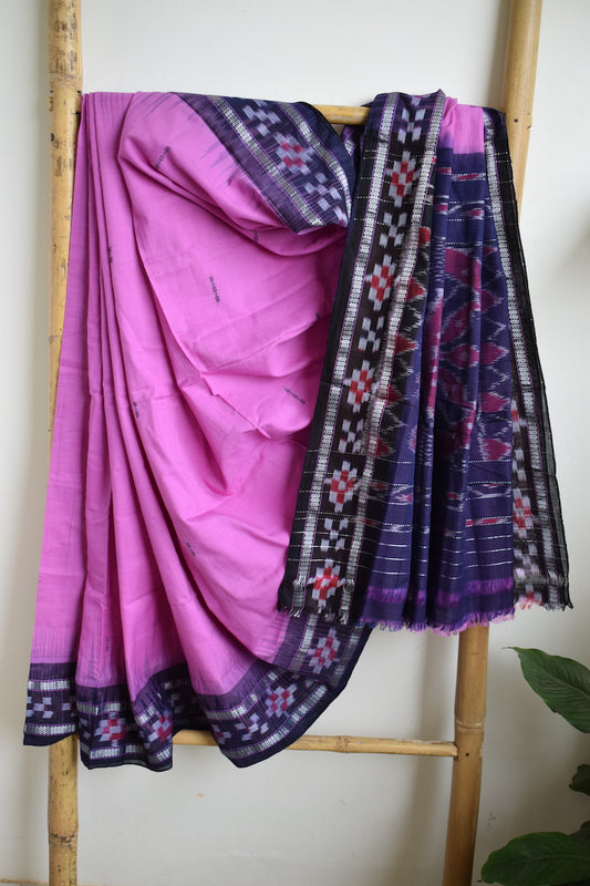 Mauve Sambhalpuri Cotton Saree