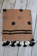 Load image into Gallery viewer, Mocha Polka Dots Mul Cotton Saree with tassels
