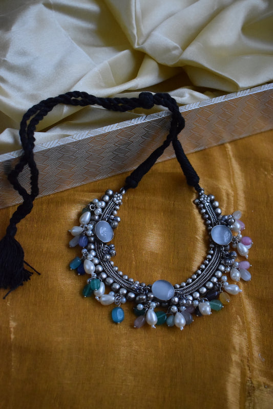 Oxidised Necklace with Jhumka Set