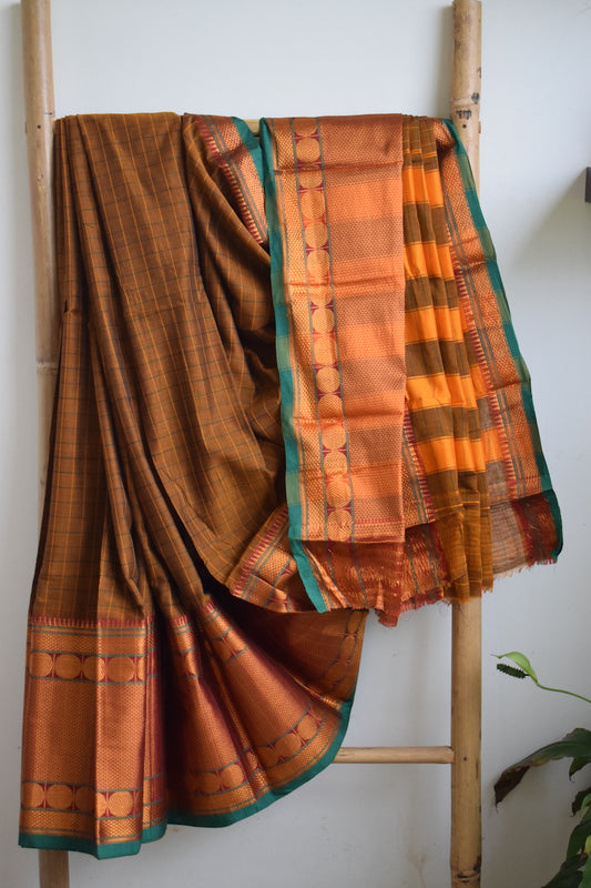 Mustard Mercerised Cotton Saree