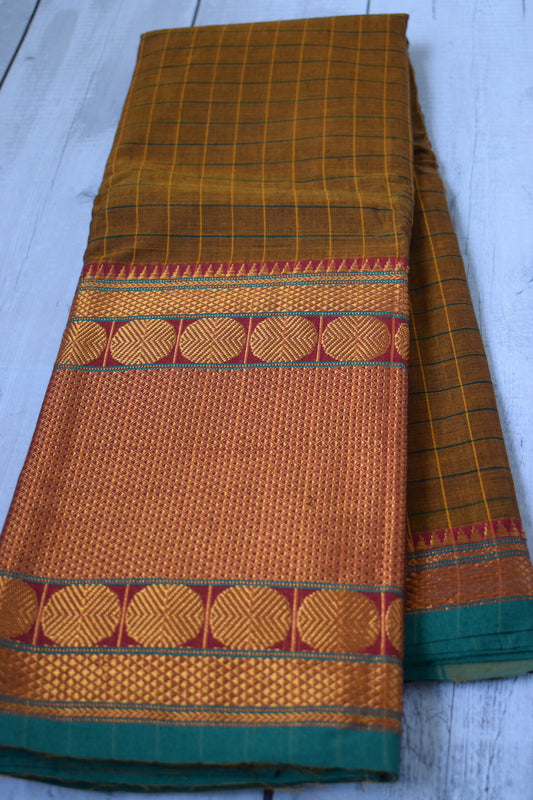 Mustard Mercerised Cotton Saree