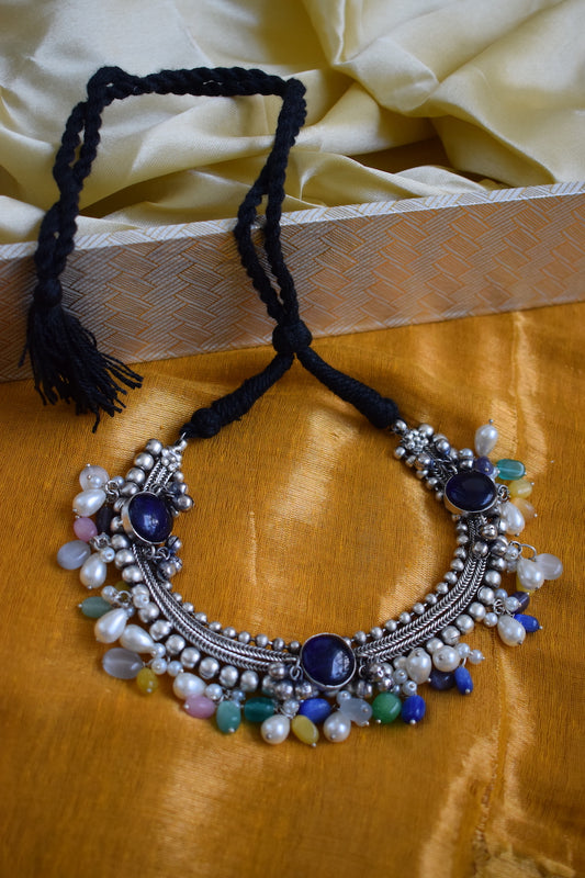 Oxidised Necklace with Jhumka Set