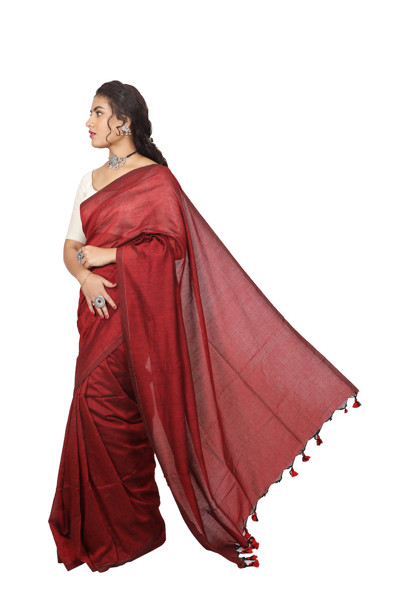 Handwoven Cotton Linen Saree | Linen World