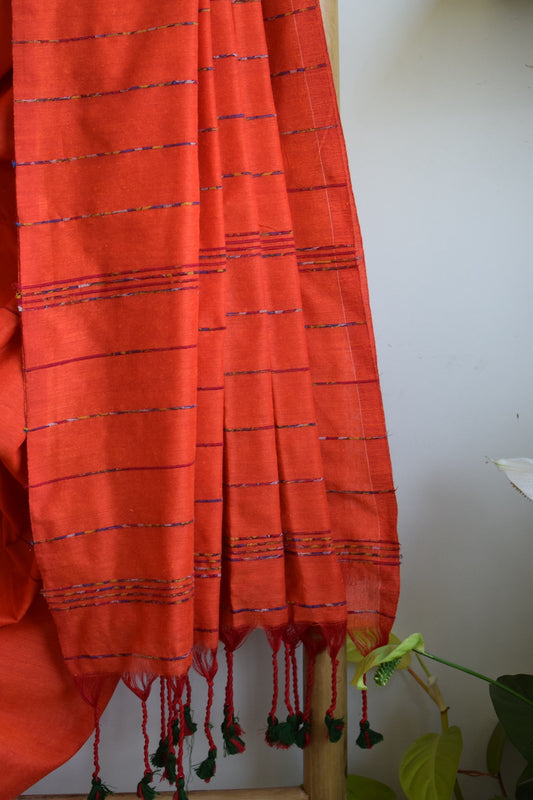 Orange Khesh Cotton Saree