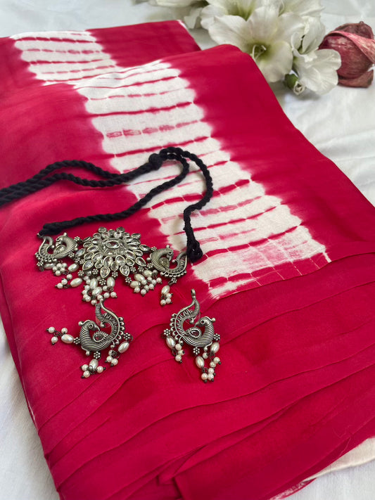 Padma- Buy Modal Silk Shibori Saree & Get Jewellery Set Free