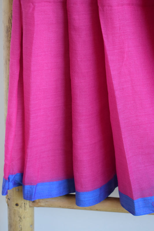 Pink Mul Cotton Saree with tassels