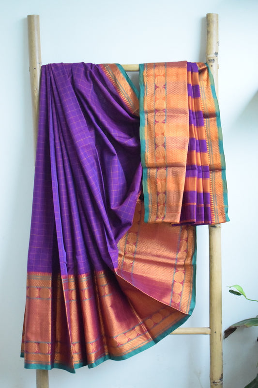 Plum Mercerised Cotton Saree