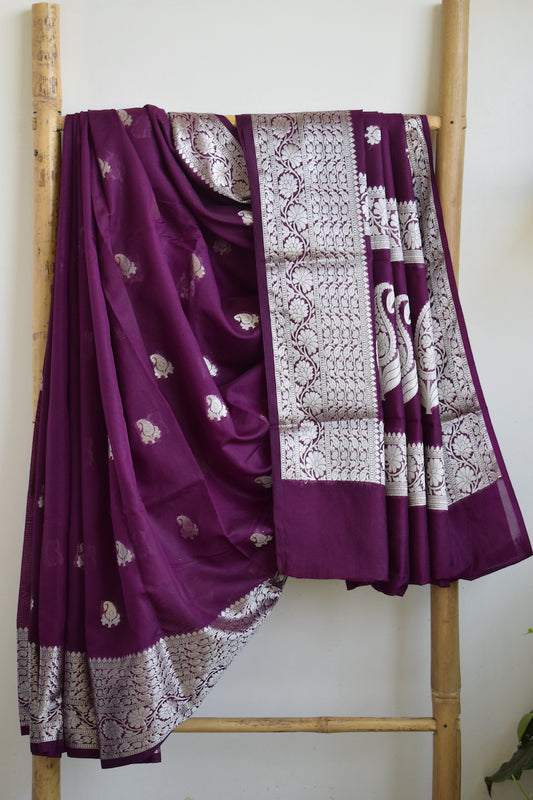 Purple Benarasi Soft Georgette Saree