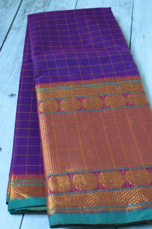 Plum Mercerised Cotton Saree