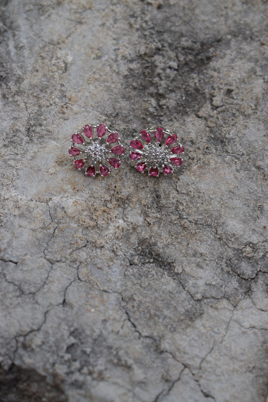 Red American Diamond Studs