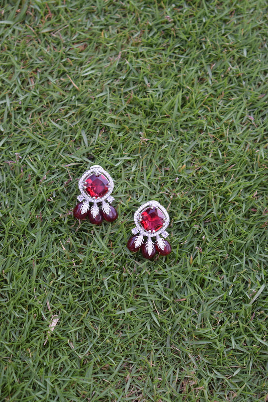 Red American Diamond Earrings