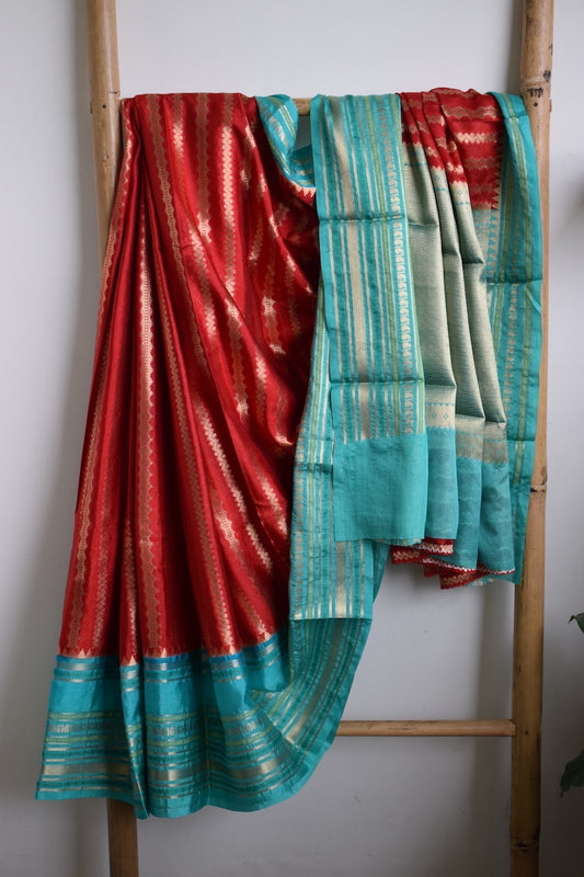 Red Benarasi Katan Warm Silk Saree