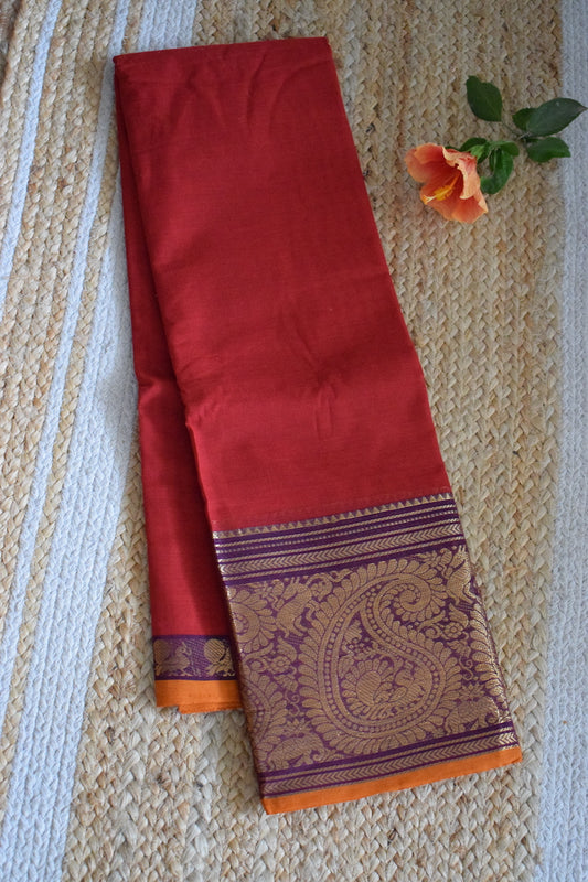 Red Kanchi Cotton Saree