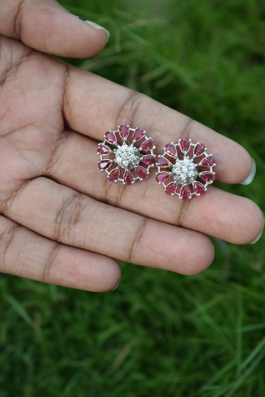 Red American Diamond Studs