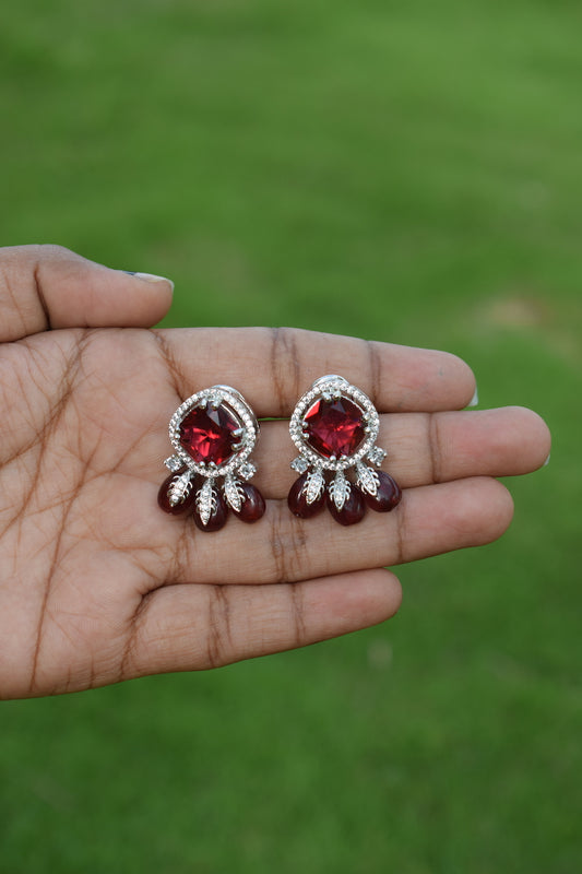 Red American Diamond Earrings