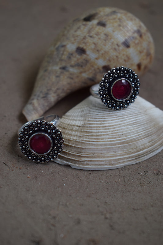 Reddish Pink Toe Stone Ring