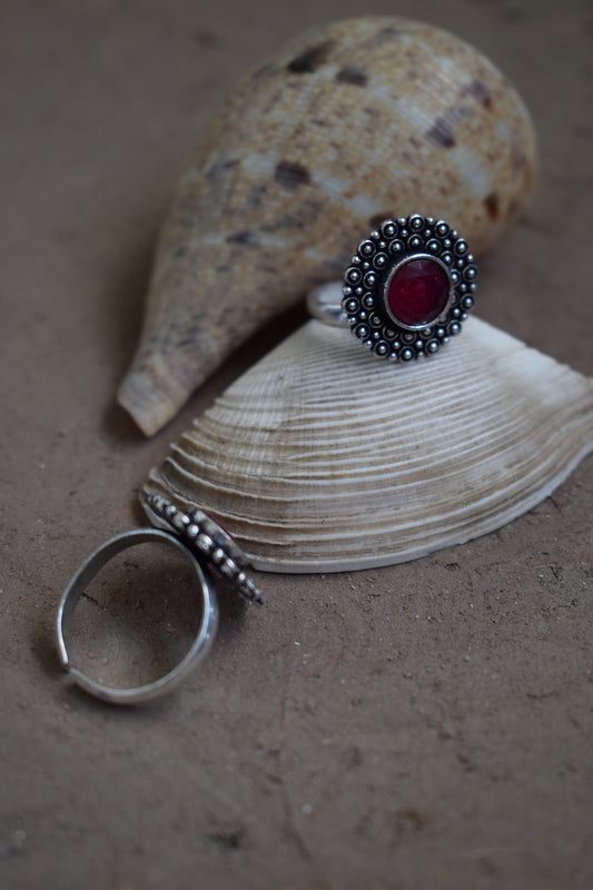 Reddish Pink Toe Stone Ring