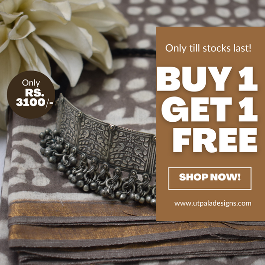 Dhatu - Buy Chanderi Cotton Silk Saree & Get Oxidised Choker Free