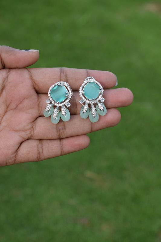 Sea Foam American Diamond Earrings