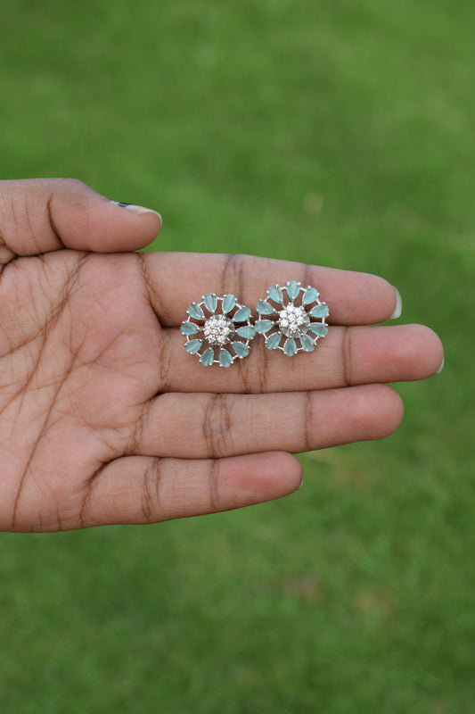 Sea Foam American Diamond Studs