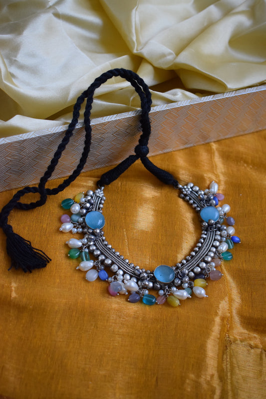 Oxidised Necklace with Jhumka Set