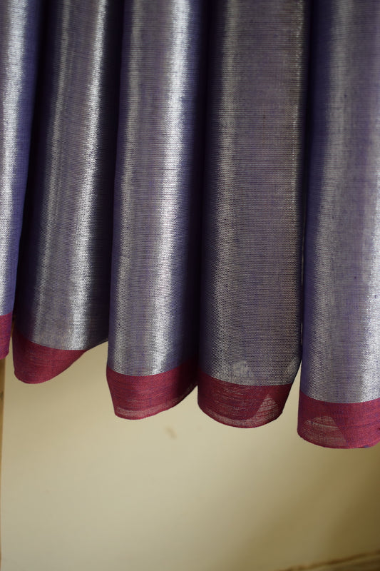 Steel Grey Tissue Cotton Saree