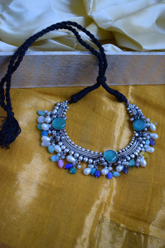 Oxidised Necklace with Jhumka Set