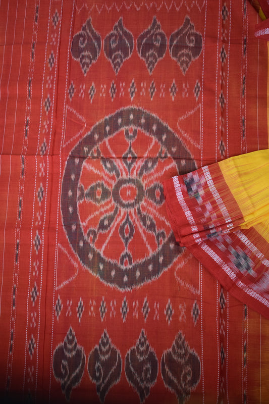 Yellow Sambhalpuri Cotton Saree