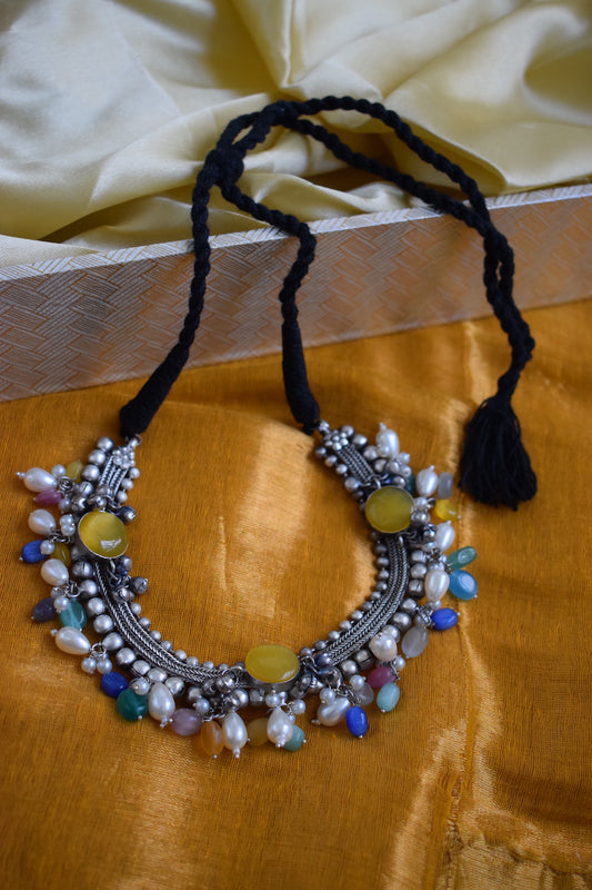 Oxidised Necklace with Jhumka Set