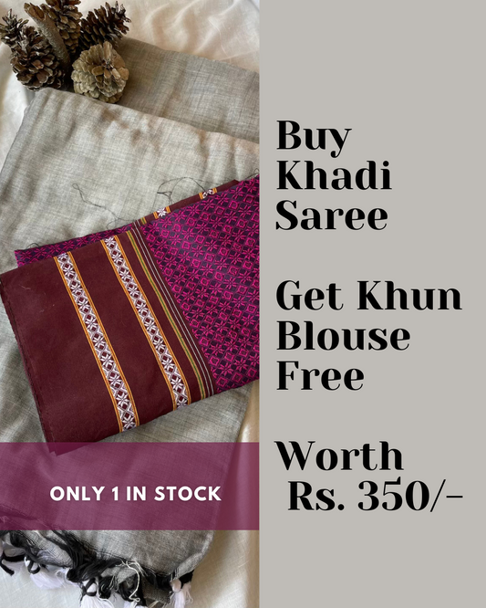 Taruni - Buy Khadi Cotton Saree & Get Khun Blouse Piece Free