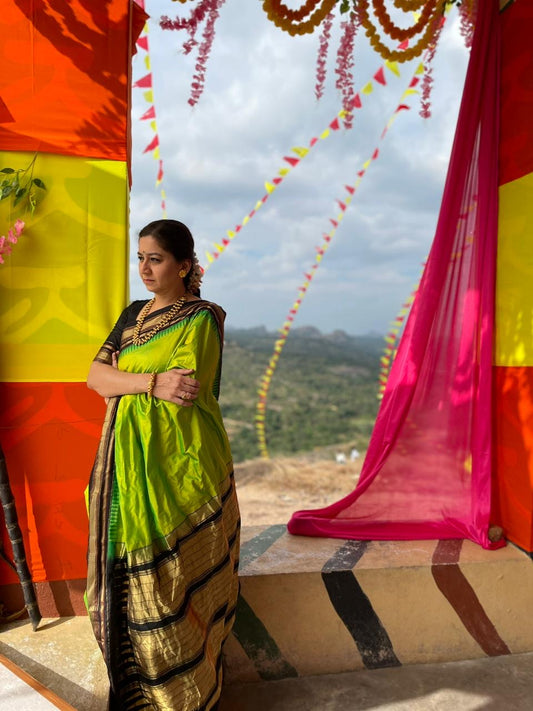 Neon Green Ilkal Silk Saree