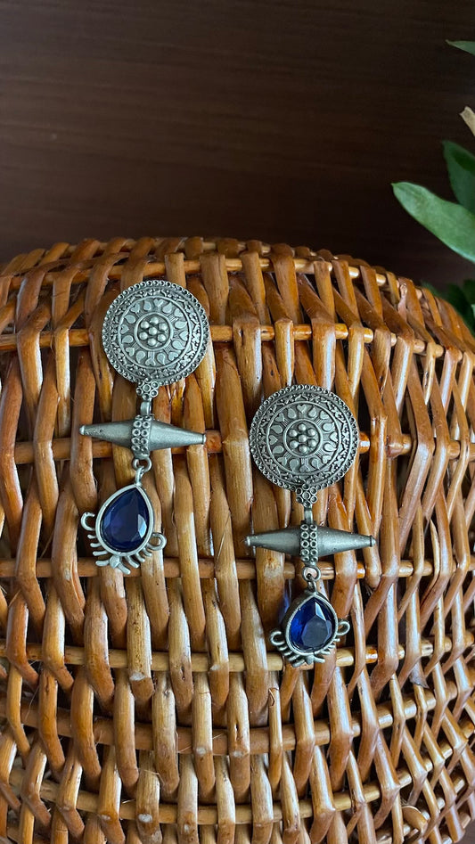 Blue Stone Silver Lookalike Earrings